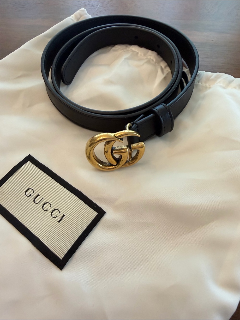 Black Gucci Leather Double G buckle Belt - Size 85